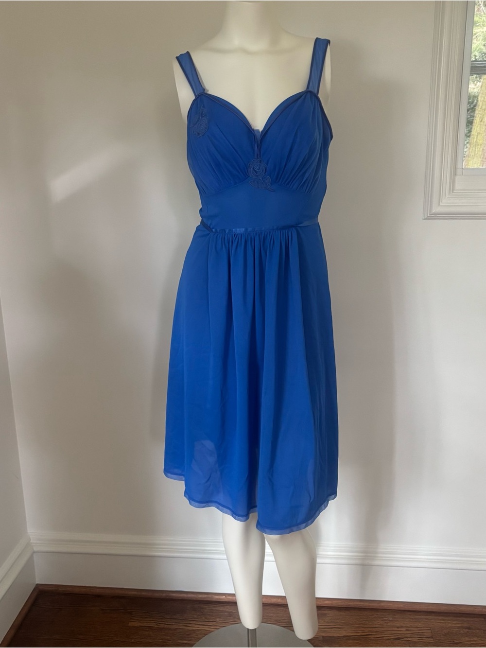 Royal Blue Midi Dress with Sweetheart Neckline
